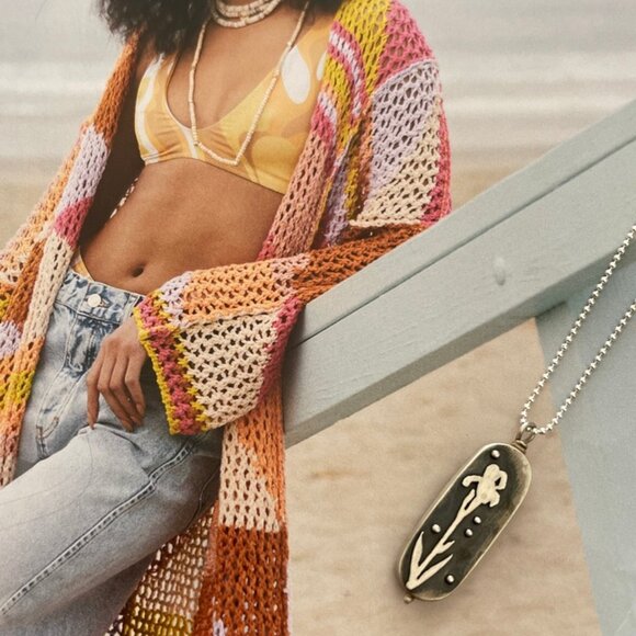 LANGUAGE OF STONES Sterling Hollow Form Two Sided Floral Pendant Necklace: NWOT! - Picture 7 of 10